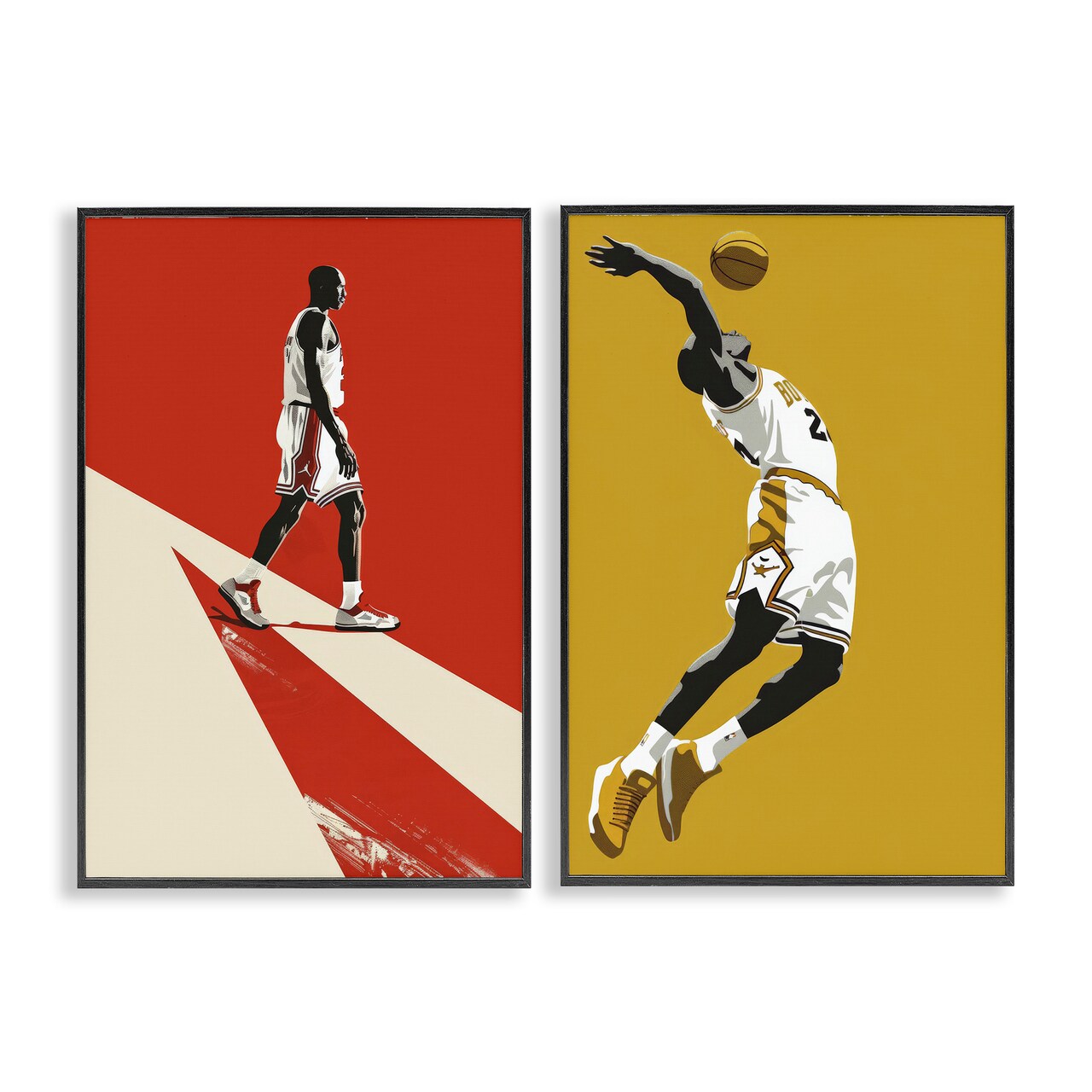 Stupell Industries Iconic NBA Champions 2pc Framed Giclee Set, design by Ray Powers